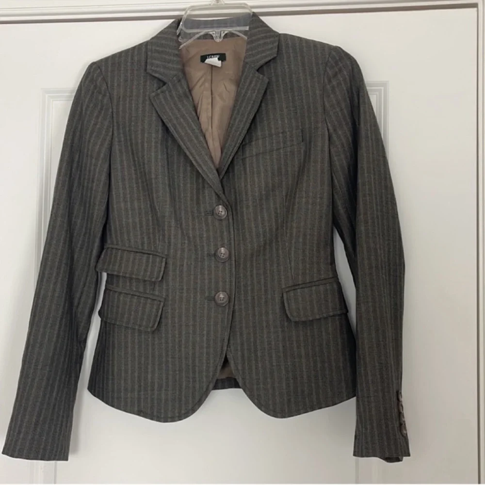 J. Crew Pinstriped Wool Blazer Vintage Academia  Career Corporate 90s Minimalist